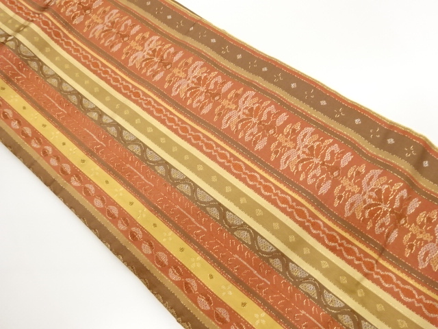 JAPANESE NAGOYA OBI / PULP CLOTH / WOVEN ABSTRACT FLOWER